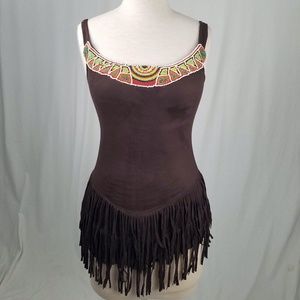 RAINBOW BEAD COLLAR Tank Top w/ Fringe